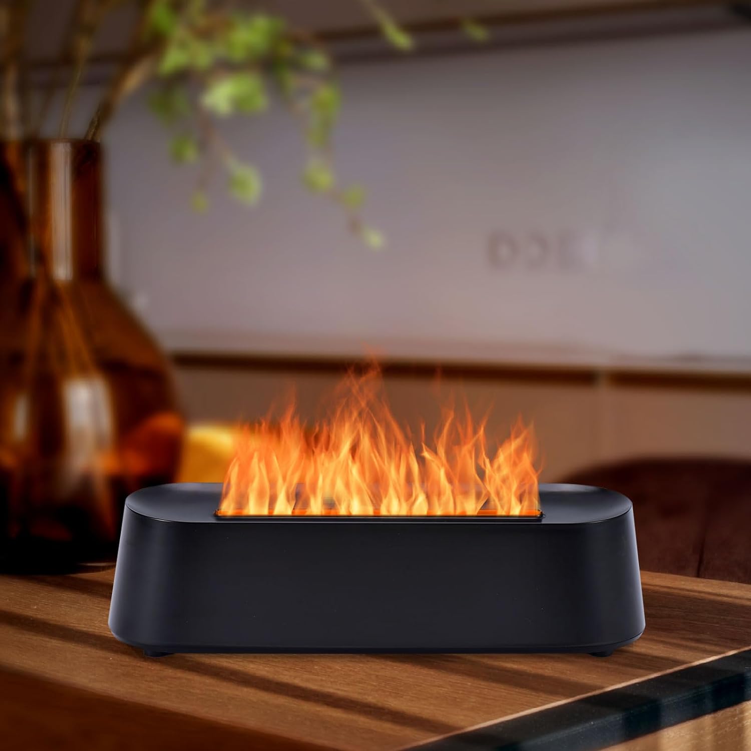 🔥7-Color Flame Essential Oil Diffuser with Remote – Ambient LED Fire Humidifier for Game Rooms, Offices & Bedrooms | 250ml Aromatherapy Diffuser with Timer & Quiet Operation | Geek Findings