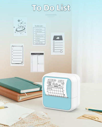 Mini Sticker Printer – Portable Bluetooth Thermal Printer with Sticker Rolls | Inkless PrintPods for Journaling, DIY Notes, Labeling & Gifting | Fun Pocket Gadget for iPhone & Android