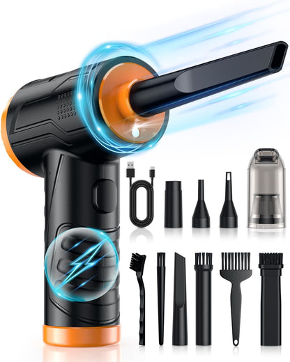 💨 95000RPM Cordless Compressed Air Duster – 3-Speed Rechargeable Cleaner & Vacuum for PC, Keyboard, Car & Office | Eco-Friendly Air Can Alternative with LED Light & 8000mAh Battery