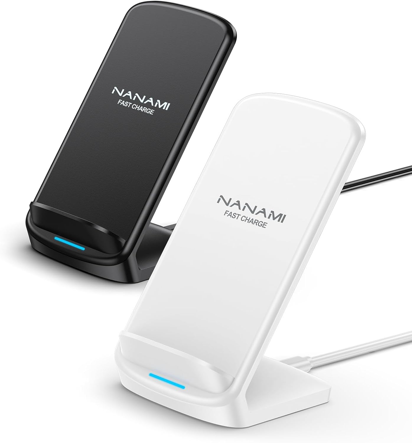 NANAMI Fast Wireless Charging Stand – Qi-Certified Vertical Charger for Samsung Galaxy S25/S24/S23 & iPhone 17/16/15 | Desk-Friendly, Silent, Sleek & Perfect for Gaming Stations & Offices