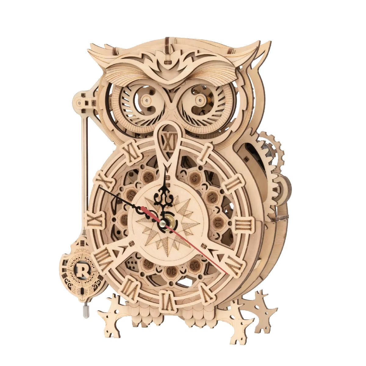 ROKR Owl Clock 3D Wooden Puzzle Kit – Functional DIY Clock with Bell Timer | 161-Piece Model for Adults & Teens | Geek Findings 