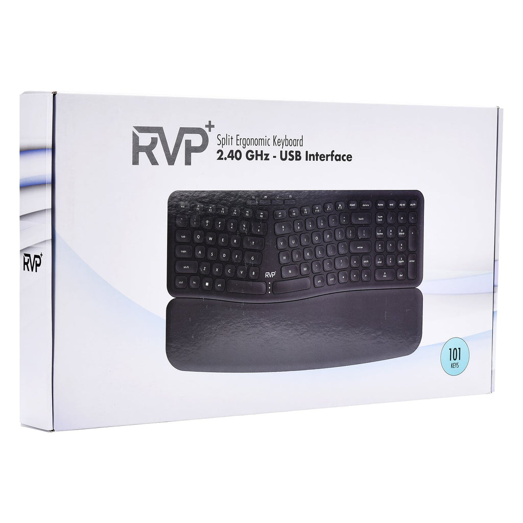 Wireless Ergonomic Keyboard with Magnetic Wrist Rest, Black