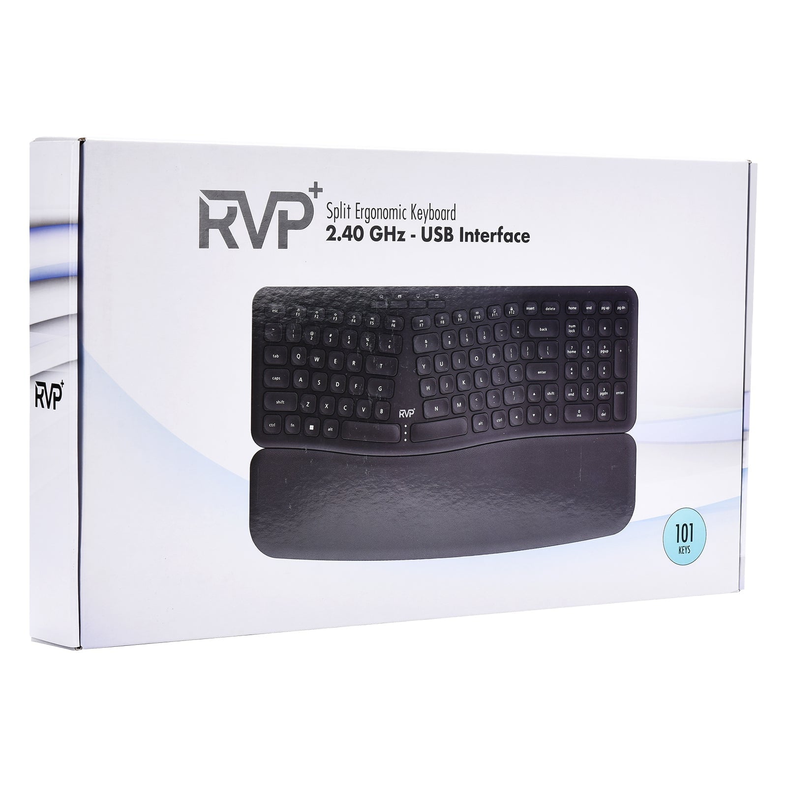Wireless Ergonomic Keyboard with Magnetic Wrist Rest, Black