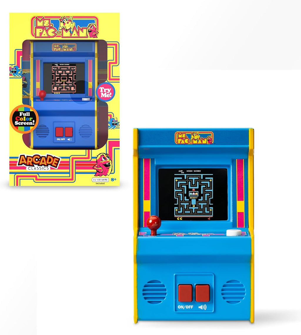 🎮 Ms. Pac-Man Retro Mini Arcade Game – Classic Handheld Electronic Console with Full Color Screen, Authentic 90s Gameplay | Perfect Gift for Kids & Collectors 