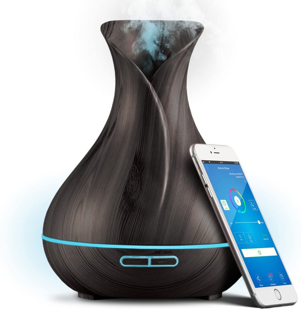 🧠 Smart WiFi Essential Oil Diffuser & Humidifier – 400ML Ultrasonic Cool Mist with Alexa & Google Home, App + Voice Control, LED Timer, Schedule Feature