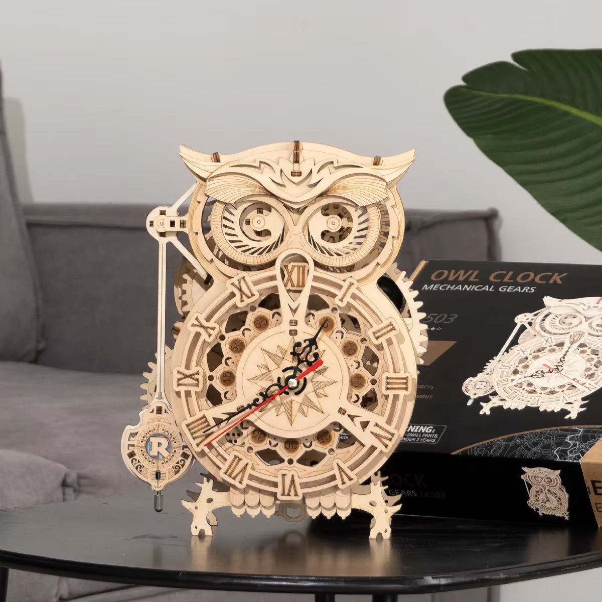 ROKR Owl Clock 3D Wooden Puzzle Kit – Functional DIY Clock with Bell Timer | 161-Piece Model for Adults & Teens | Geek Findings 