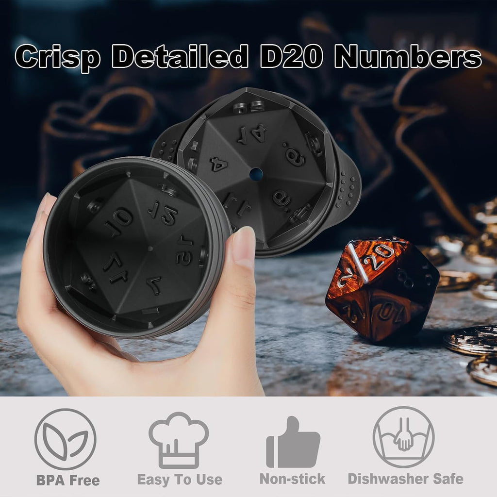 D20 Dice Ice Mold – Large Silicone D&D Ice Cube Tray for Whiskey, Cocktails & Game Night | Geek Findings Exclusive