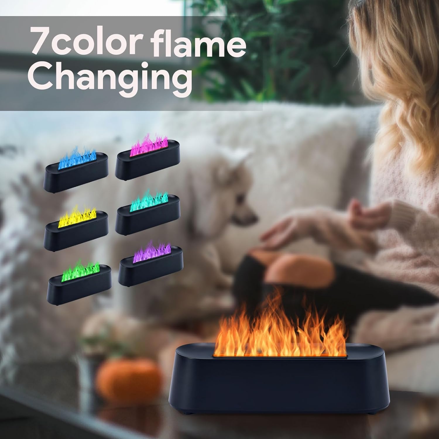 🔥7-Color Flame Essential Oil Diffuser with Remote – Ambient LED Fire Humidifier for Game Rooms, Offices & Bedrooms | 250ml Aromatherapy Diffuser with Timer & Quiet Operation | Geek Findings