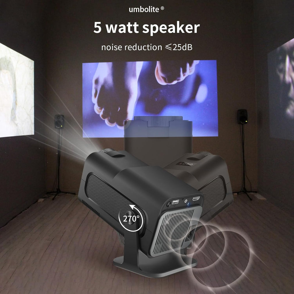 🎥 Mini Smart Projector with WiFi 6 & Bluetooth 5.2 – Portable 150” 1080P Full HD Projector with 4K Support, Auto Keystone, Android 11, and 180° Rotation | Perfect for Gaming Rooms, Offices & Outdoor Movie Nights