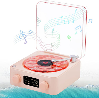 🎛️ Retro Vinyl Record Player-Style Bluetooth Speaker with White Noise & RGB Light - Geeky Audio for Bedroom, Desk & Chill Zones 