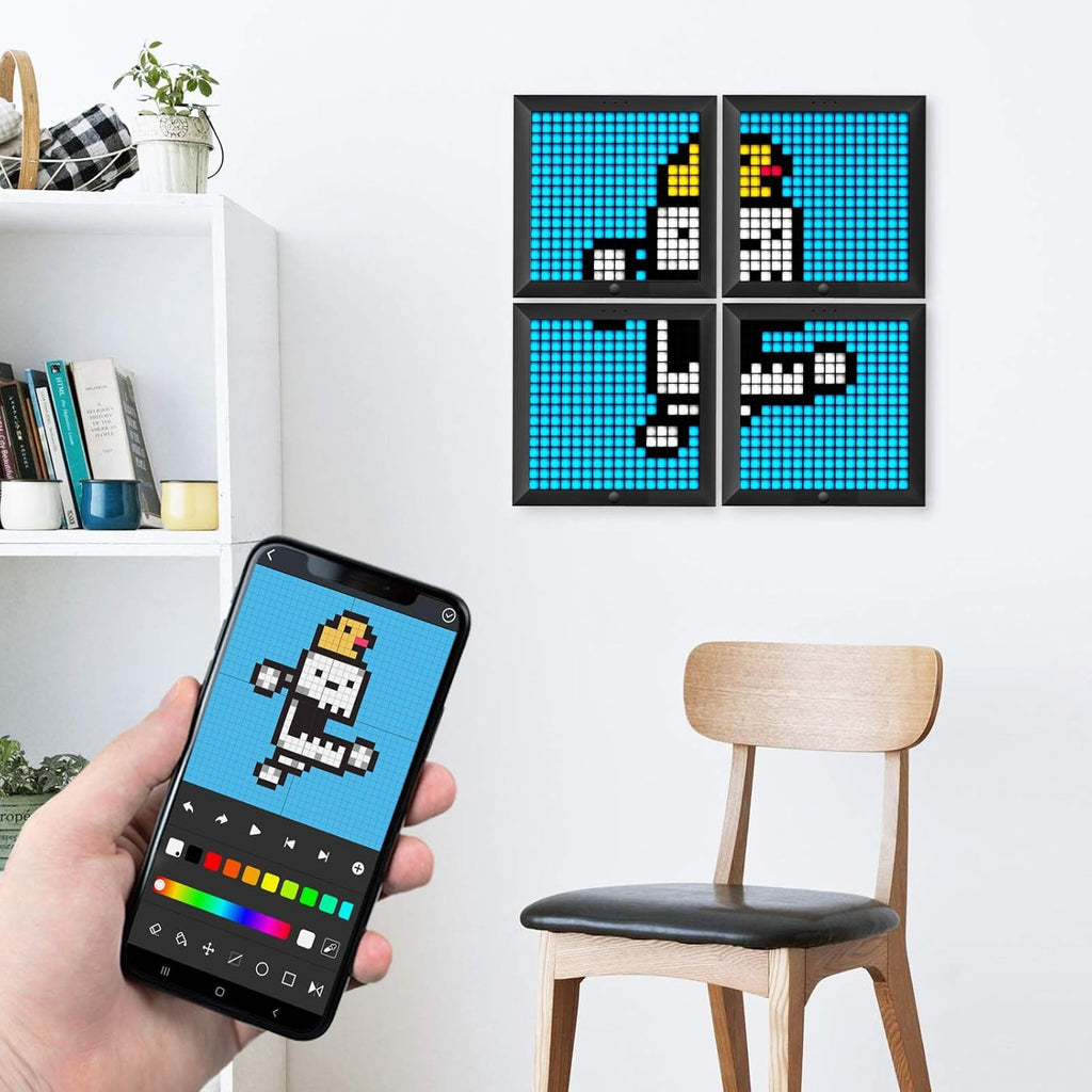 Pixoo - Pixel Art Digital Picture Frame with 16X16 LED Display APP Control - Cool Animation Frame Wall/Desk Mount for Gaming Room & Bedside Table -Black