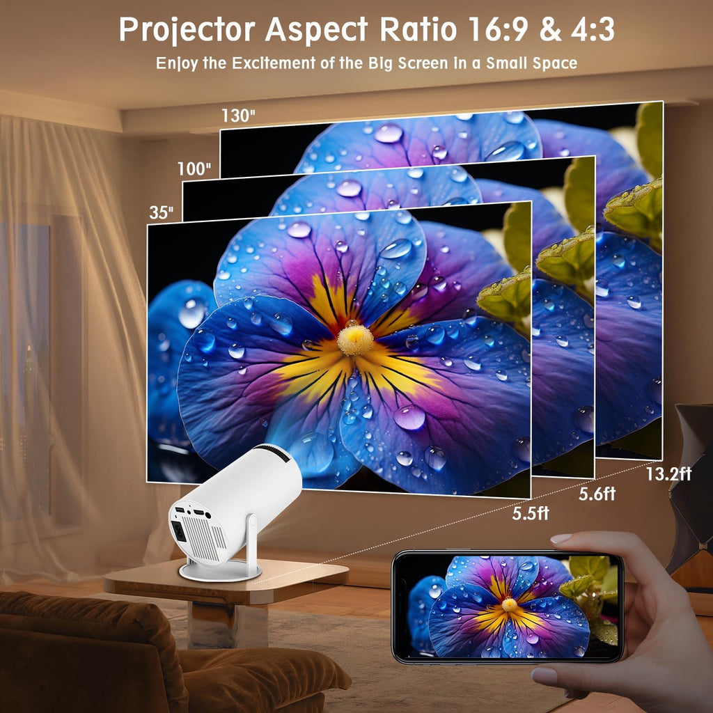 🎥 HY300 PRO Mini Smart Projector – 4K Support, Android 11, WiFi 6 & Bluetooth | Portable HD Projector for Gamers, Offices & Tech Enthusiasts
