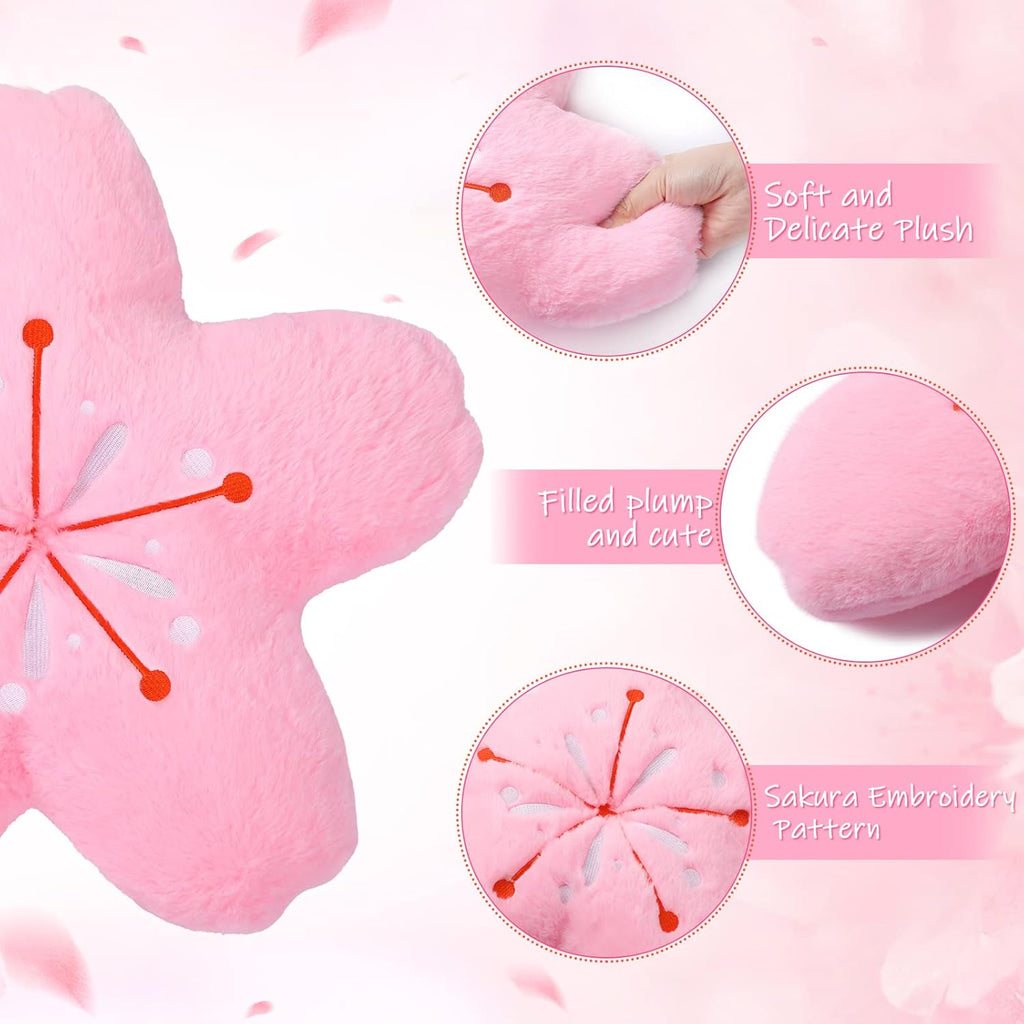 🌸2PCS Cherry Blossom Flower Throw Pillows – 15.7" Kawaii Plush Floor Cushions for Gaming Chairs, Sofas & Office Decor | Soft Aesthetic Sakura Seating Pads – Pink | Geek Findings Exclusive