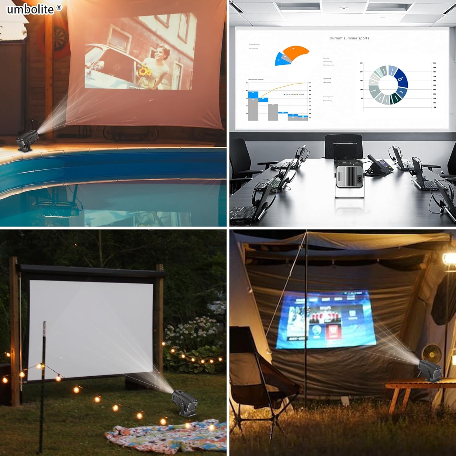 🎥 Mini Smart Projector with WiFi 6 & Bluetooth 5.2 – Portable 150” 1080P Full HD Projector with 4K Support, Auto Keystone, Android 11, and 180° Rotation | Perfect for Gaming Rooms, Offices & Outdoor Movie Nights