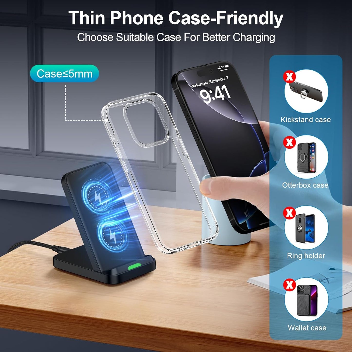 ⚡️ 15W Wireless Fast Charging Stand – Smart Android & iPhone Charger for Desk | Vertical & Horizontal Dock for Samsung Galaxy S25/S24, Pixel 9/8, iPhone 16/15/14 Series | Ideal for Game Rooms & Offices
