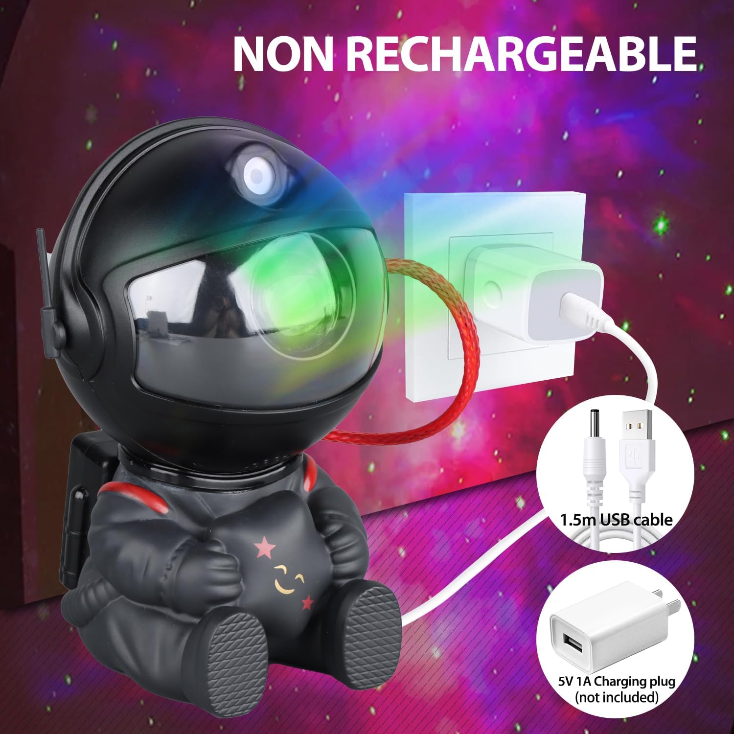 🌌 Astronaut Galaxy Projector – 8-Mode Star Light with Remote | 270° Adjustable Cosmic Nebula Lamp for Gaming Desks, Offices & Home Theaters
