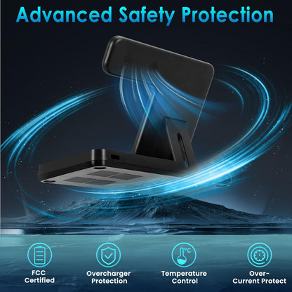 ⚡ 3-in-1 Wireless Charging Station – Fast Charge Dock for iPhone, Apple Watch & AirPods | Foldable Stand with Adapter | Perfect for Tech Desks & Game Rooms