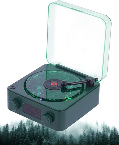 🎛️ Retro Vinyl Record Player-Style Bluetooth Speaker with White Noise & RGB Light - Geeky Audio for Bedroom, Desk & Chill Zones 