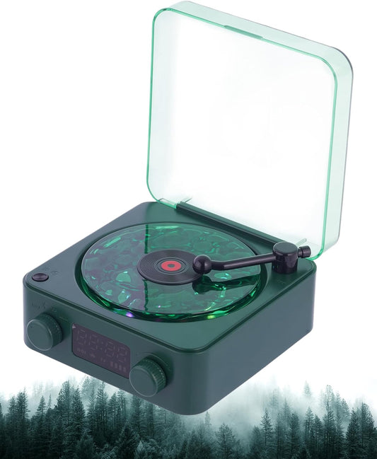 🎛️ Retro Vinyl Record Player-Style Bluetooth Speaker with White Noise & RGB Light - Geeky Audio for Bedroom, Desk & Chill Zones 