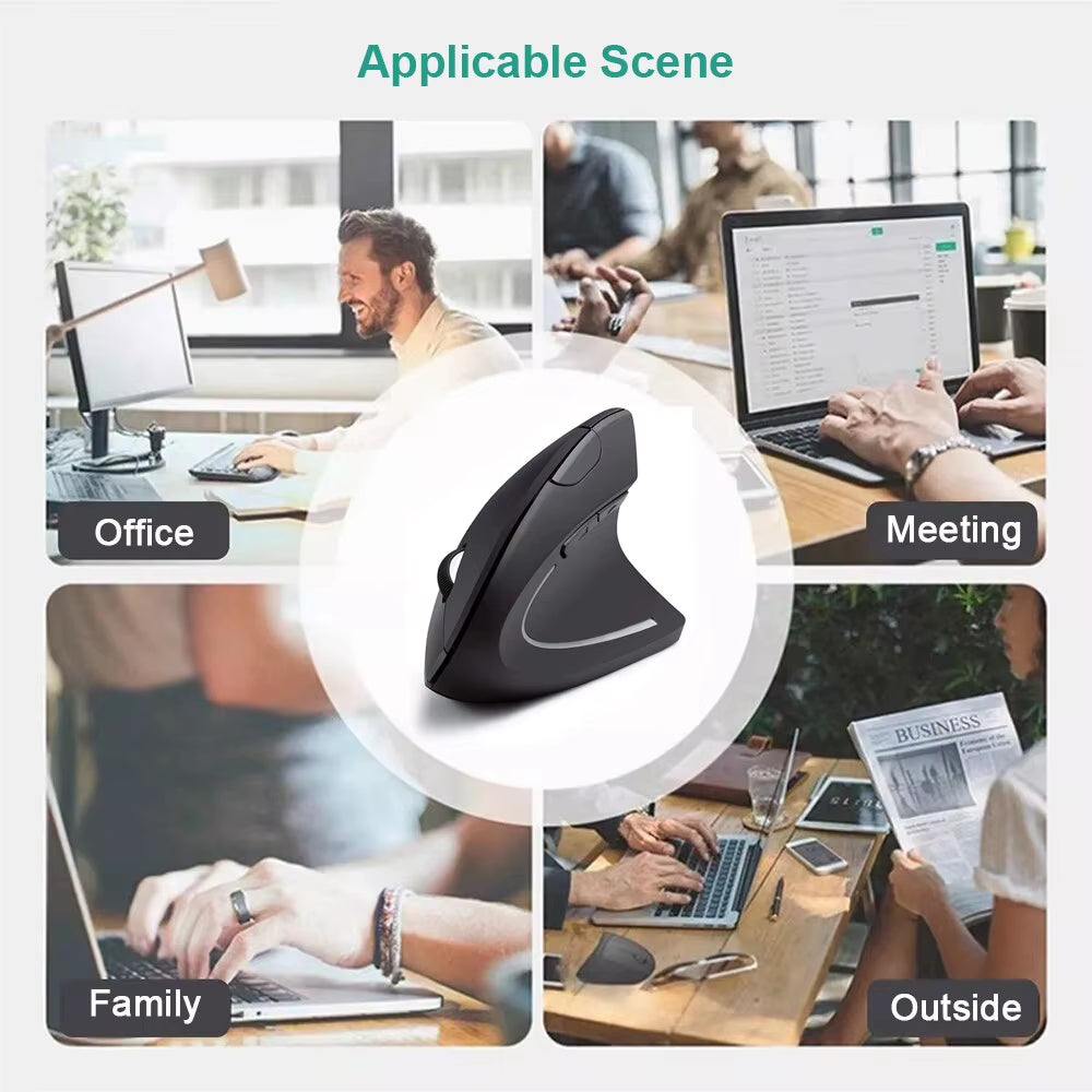 🖱️Ergonomic Vertical Wireless Mouse – 2.4GHz Optical with 6 Buttons & Adjustable DPI (800/1200/1600) | Comfortable Design for PC, Laptop & Office Use