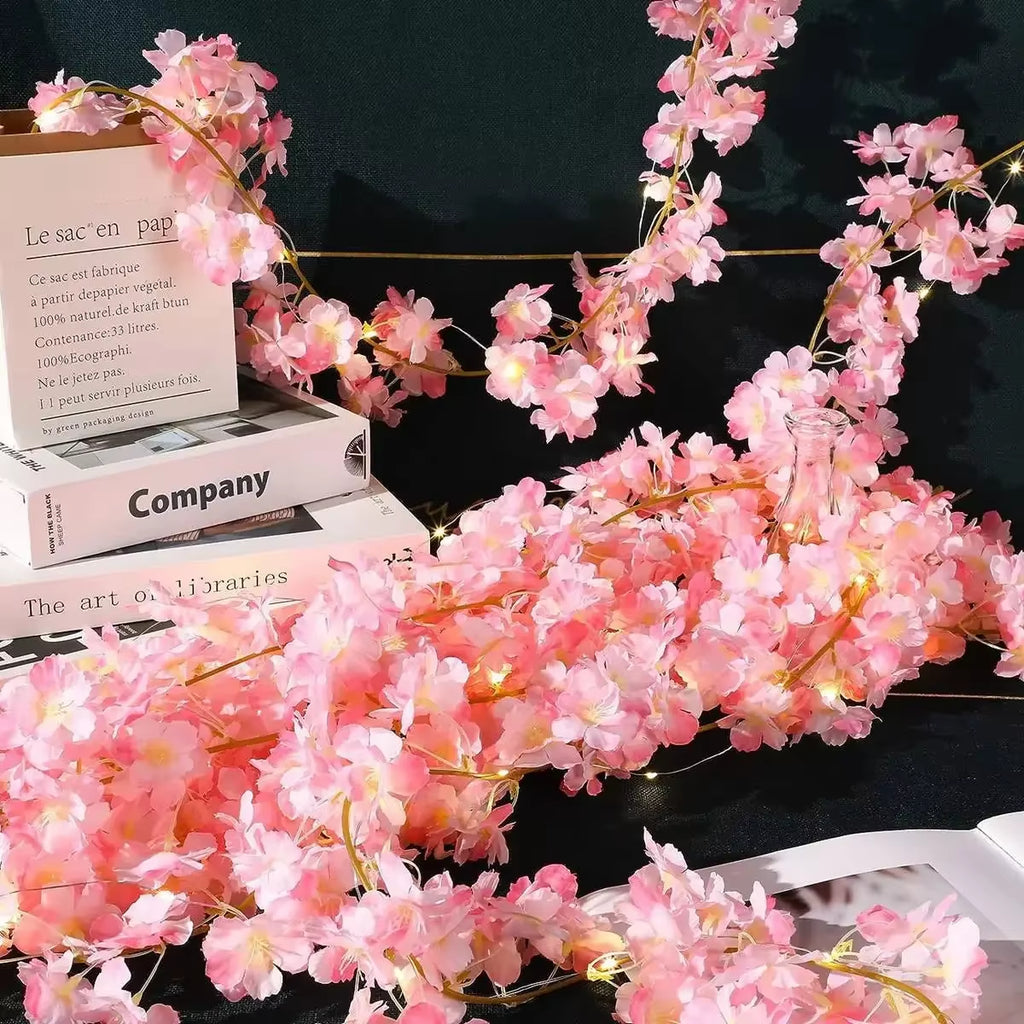 🌸Cherry Blossom Fairy String Lights – 2M 20 LEDs | Cozy, Whimsical Decor for Gaming Stations, Offices & Celebrations