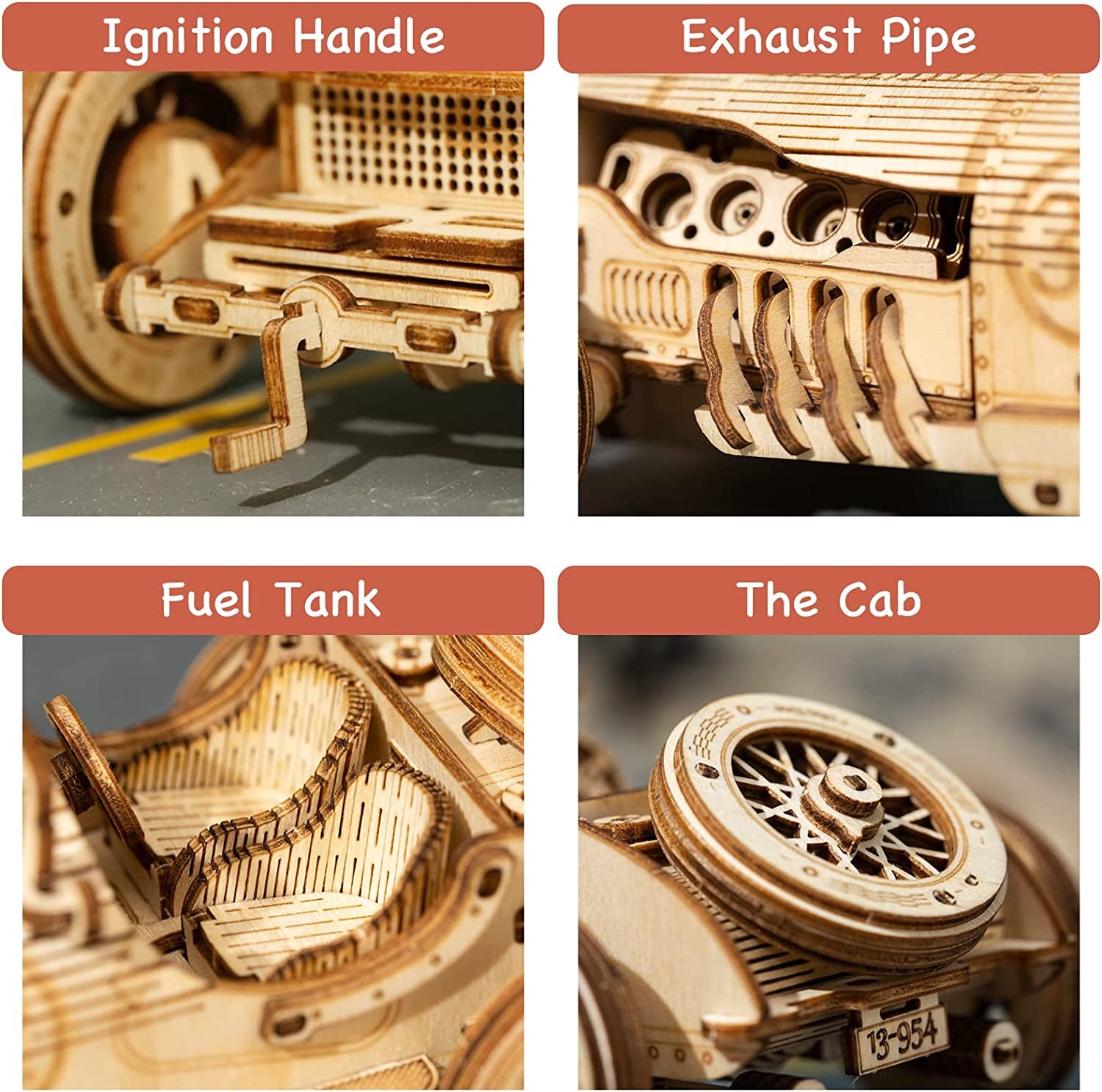🏎️ ROKR 3D Wooden Grand Prix Car Puzzle | DIY Model Building Kit for Adults & Teens | Educational Brain Teaser, Desk Decor & Gift Idea | Mechanical Model Car Assembly