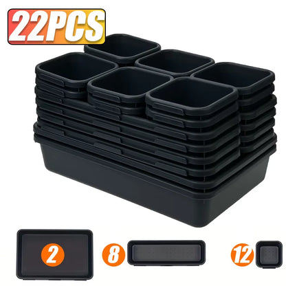 🧰 Modular Desk & Drawer Organizer Tray Set - Tool & Tech Organizer Bins for Home Office, Gaming Desk, Toolboxes & Workspaces