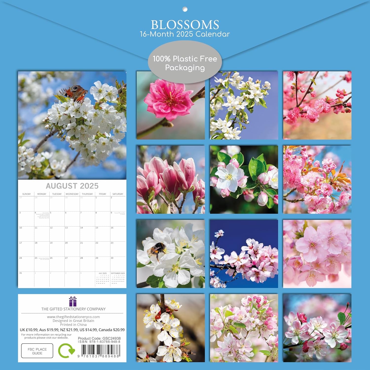 🌸📅2025 Cherry Blossom Wall Calendar – 16-Month Floral Planner with 180 Reminder Stickers | 12"x12" Hanging Calendar for Home, Office, and Game Stations | Geek Findings Cherry Blossom Collection