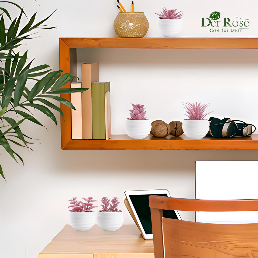 Set of 6 Succulents Plants Artificial in Pots Small Fake Plants for Bedroom Aesthetic Living Room Office Shelf Bathroom Decor