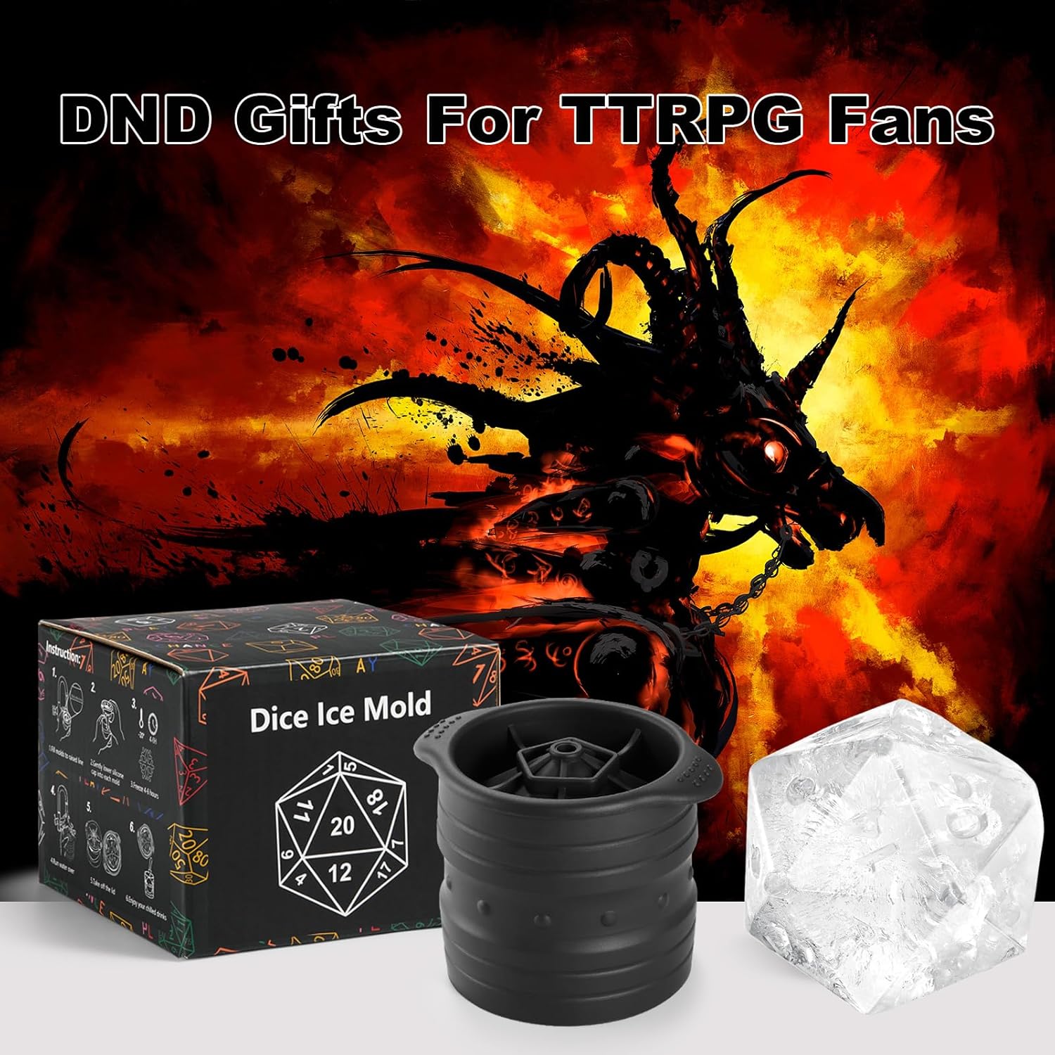 D20 Dice Ice Mold – Large Silicone D&D Ice Cube Tray for Whiskey, Cocktails & Game Night | Geek Findings Exclusive