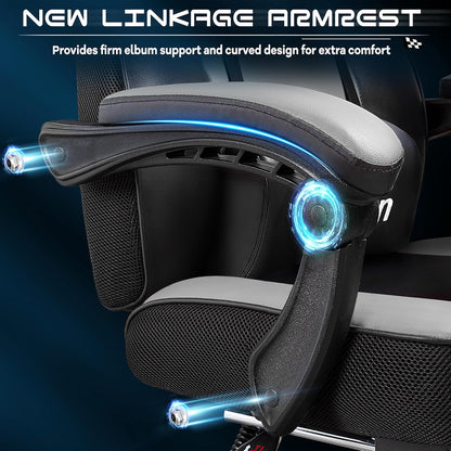 🎮 Ultimate Gaming Throne – Big & Tall Massage Chair with Footrest, Recliner Back, 360° Swivel & Ergonomic Comfort