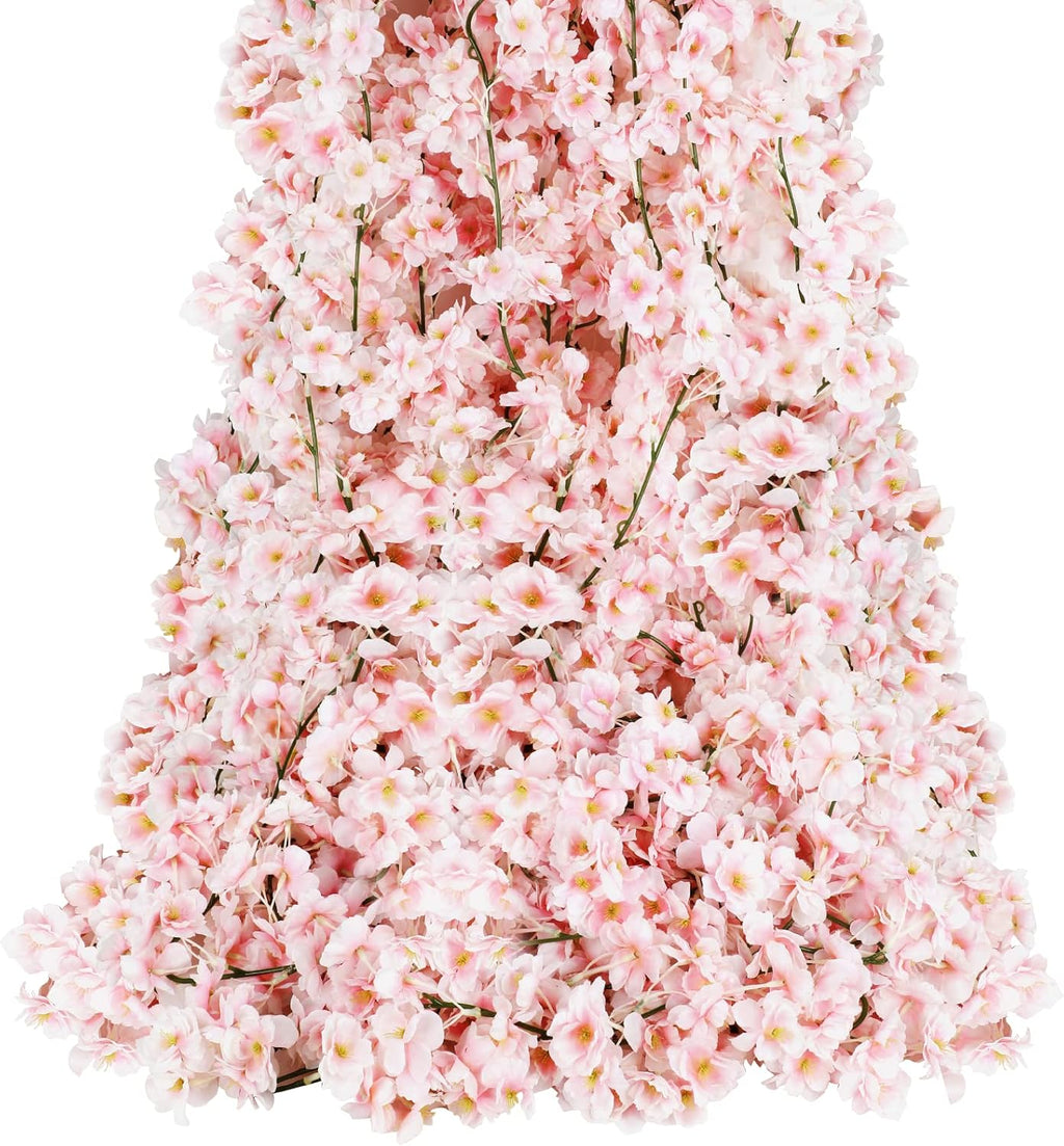 🌸Cherry Blossom Garland – 4-Pack (23.6 FT Total) Silk Sakura Vines for Office, Gaming Setups & Home Décor | Elegant Faux Hanging Flowers for Desk, Wall, Wedding, and Room Accents – Geek Findings Exclusive