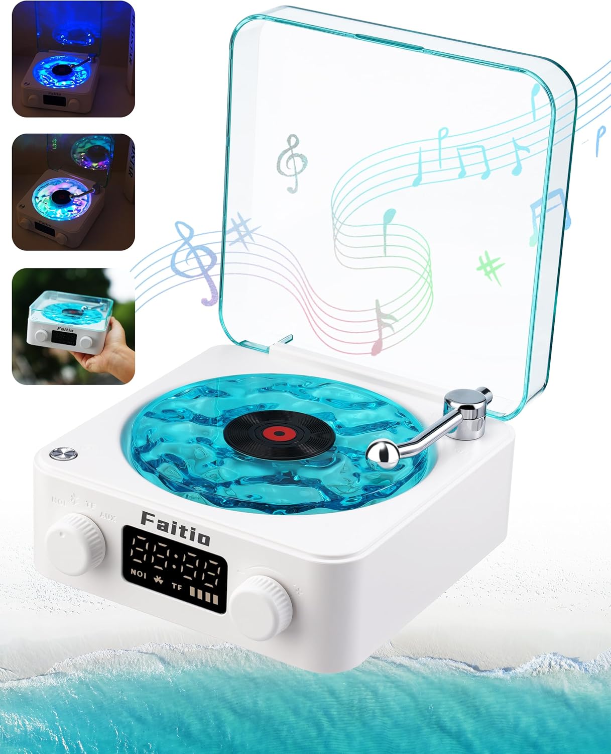 🎛️ Retro Vinyl Record Player-Style Bluetooth Speaker with White Noise & RGB Light - Geeky Audio for Bedroom, Desk & Chill Zones 