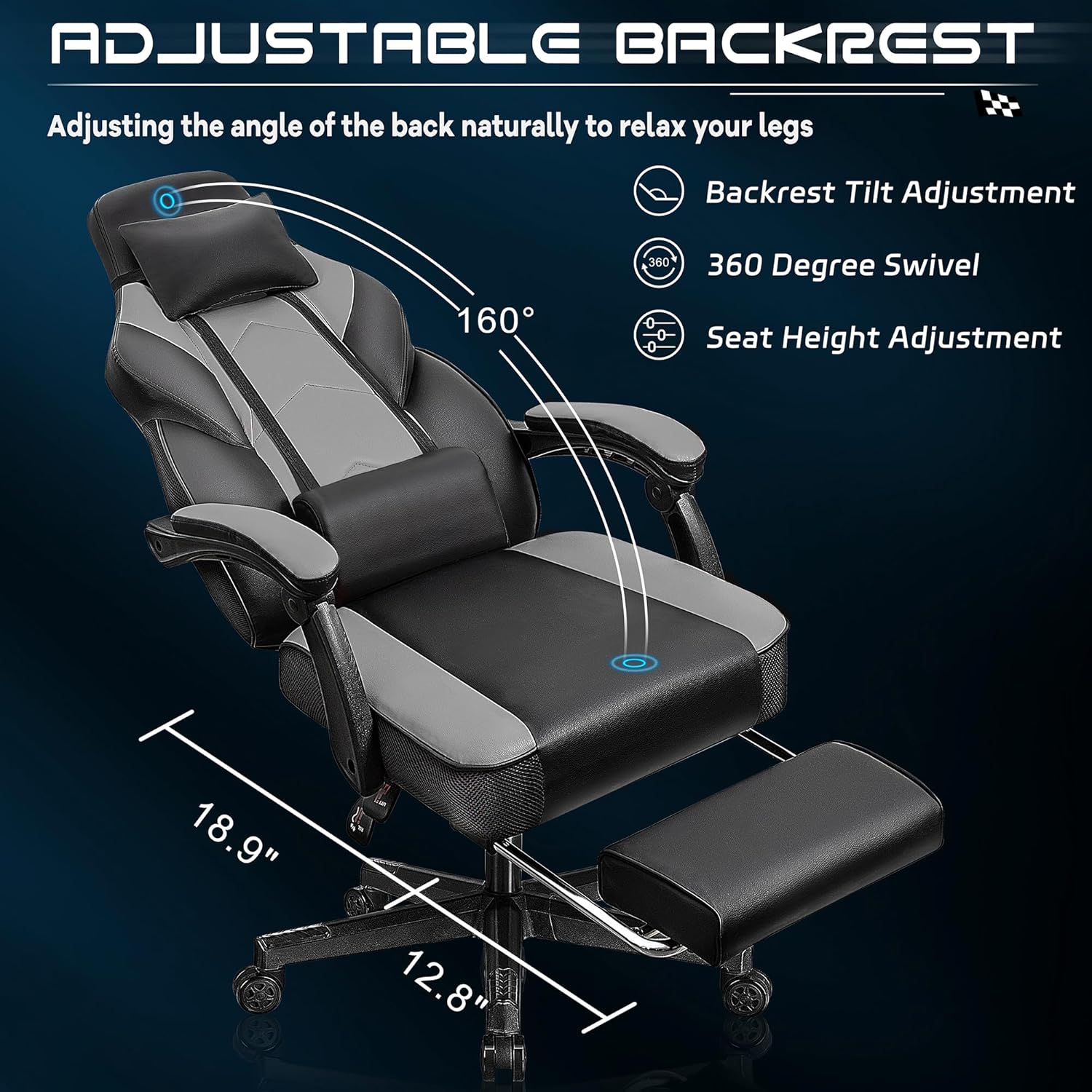 🎮 Ultimate Gaming Throne – Big & Tall Massage Chair with Footrest, Recliner Back, 360° Swivel & Ergonomic Comfort