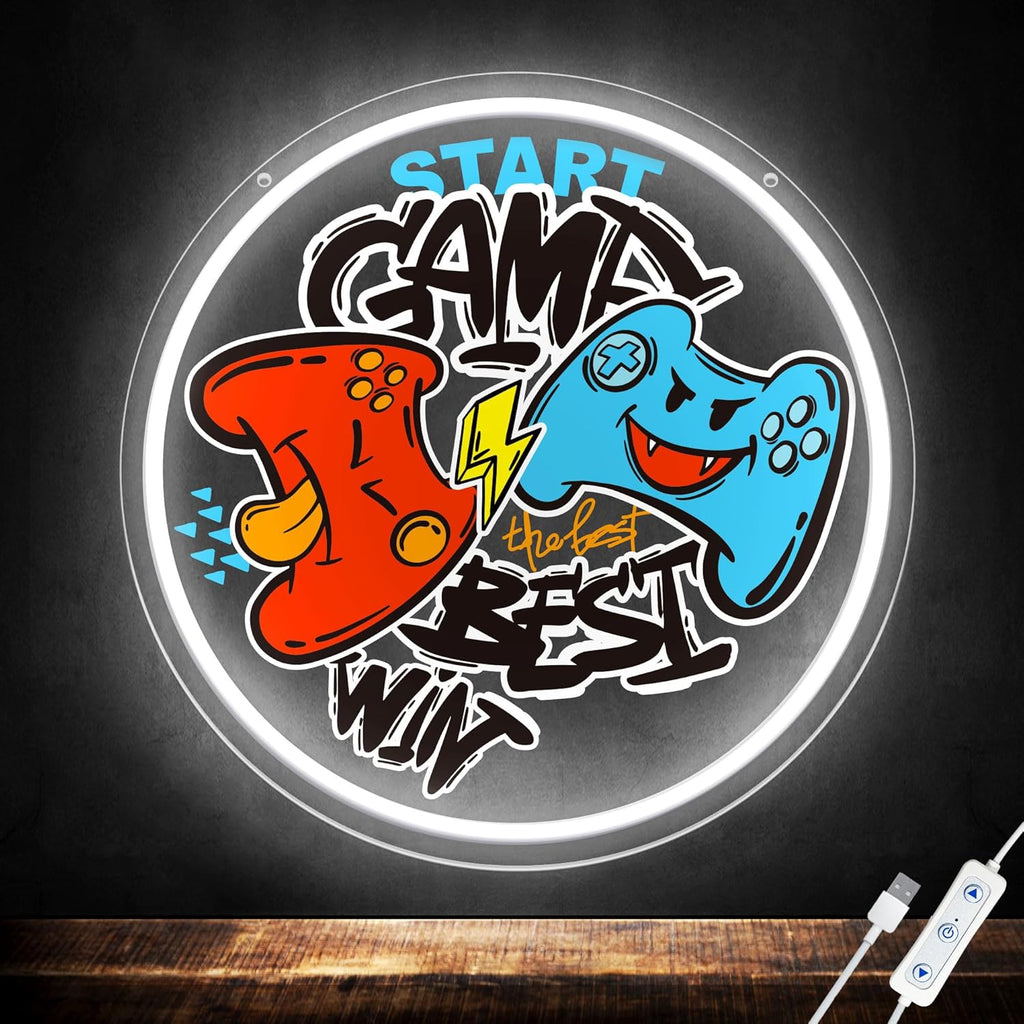 🎮 Gamer Neon Sign – LED Wall Light for Game Rooms, Boys’ Rooms, Man Caves & Battlestations | USB-Powered Gamepad Light with Adjustable Brightness – Epic Gamer Decor & Gift for Gamers