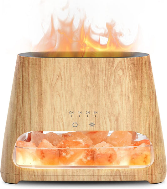 🌋 2-in-1 Himalayan Salt Lamp & Essential Oil Diffuser – 150ML Ultrasonic Cool Mist Humidifier with Flame Effect, Timer & Auto Shut-Off 