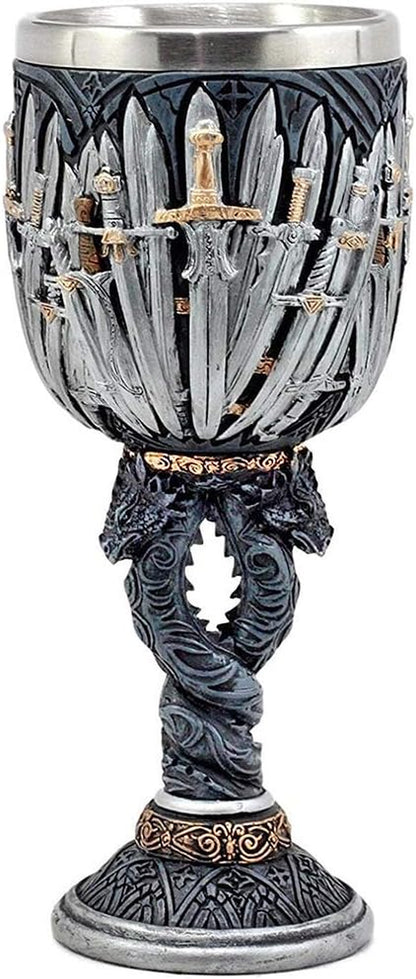 Iron Throne Chalice Goblet – Medieval Swords Cup with Wine Drip Ring | Game of Thrones, D&D, Fantasy Decor & Gift for Geeks