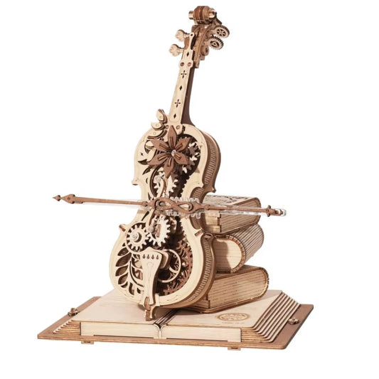 ROKR 199Pcs 3D Wooden Puzzle Magic Cello Music Box | Mechanical Music Box Toy with Nocturne Melodies | Perfect Gift for Music Lovers & Puzzle Enthusiasts