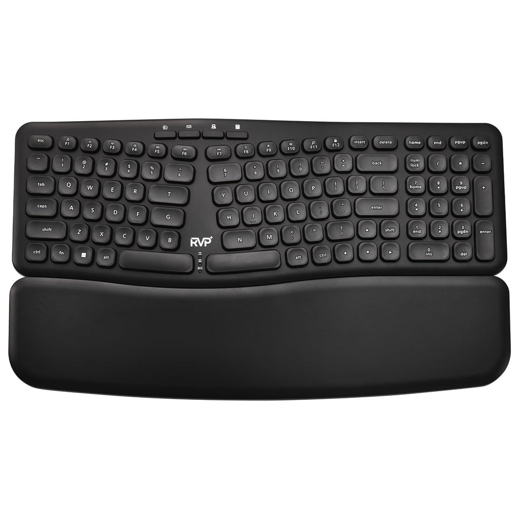 Wireless Ergonomic Keyboard with Magnetic Wrist Rest, Black