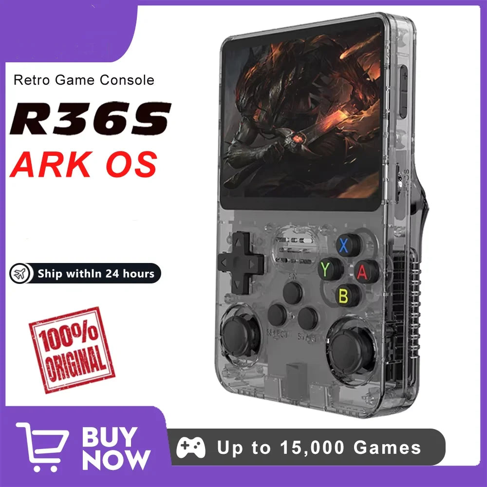 R36S Retro Handheld Game Console – 15,000+ Classic Games, 3.5” HD IPS Screen, Dual Joysticks, Linux System, Portable Retro Gaming Emulator
