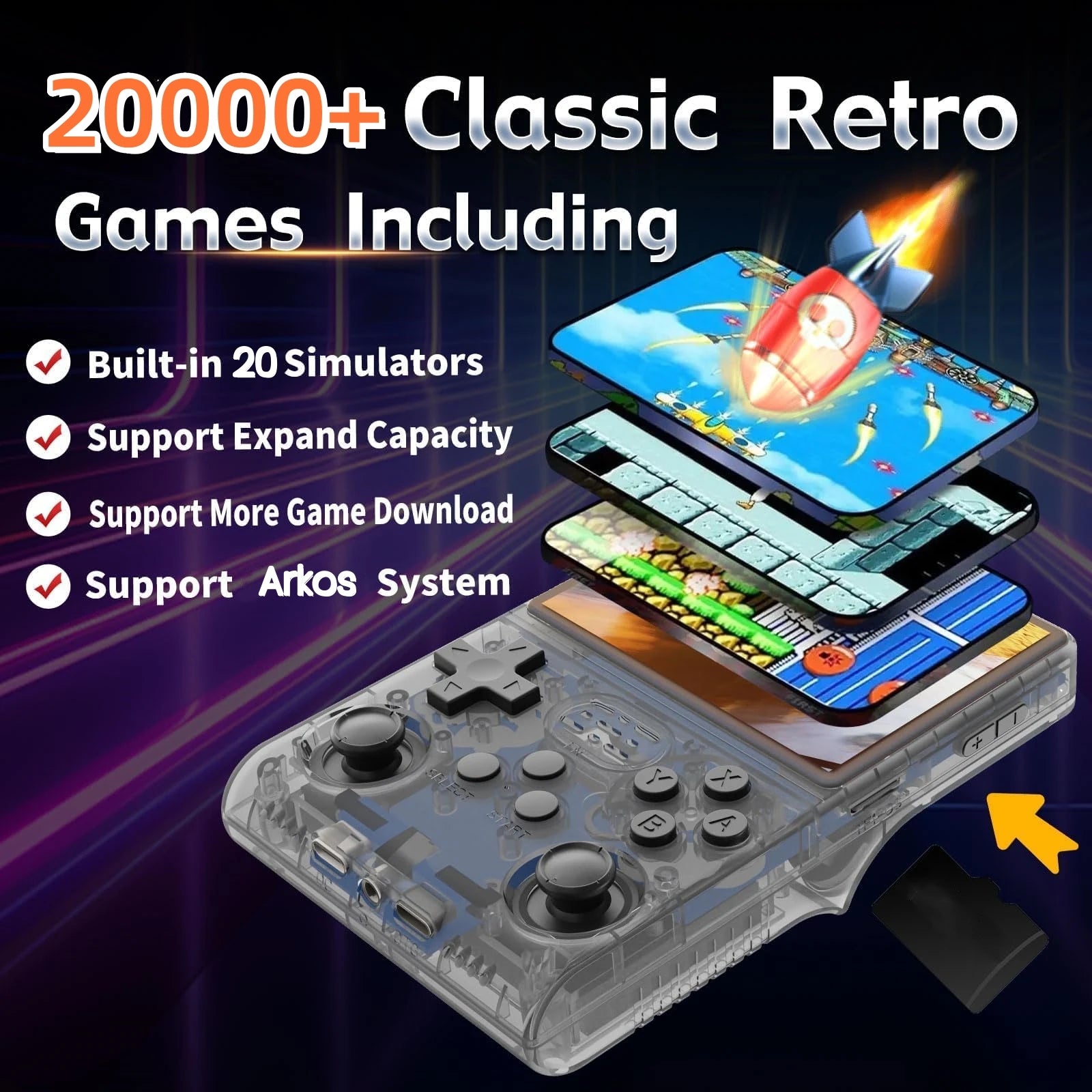 R36S Retro Handheld Game Console – 15,000+ Classic Games, 3.5” HD IPS Screen, Dual Joysticks, Linux System, Portable Retro Gaming Emulator