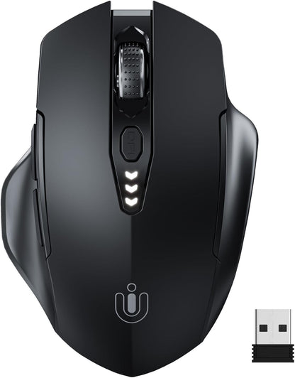 ⚡ Ergonomic Wireless Mouse with Visible Battery Level – 2.4GHz, Rechargeable, 4 DPI Settings 