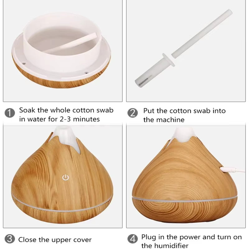 🌿 Wood Grain Ultrasonic Aroma Diffuser – Essential Oil Humidifier with Remote Control & 7-Color LED Mood Light | Cool Mist & Quiet Operation for Home, Office, or Bedroom