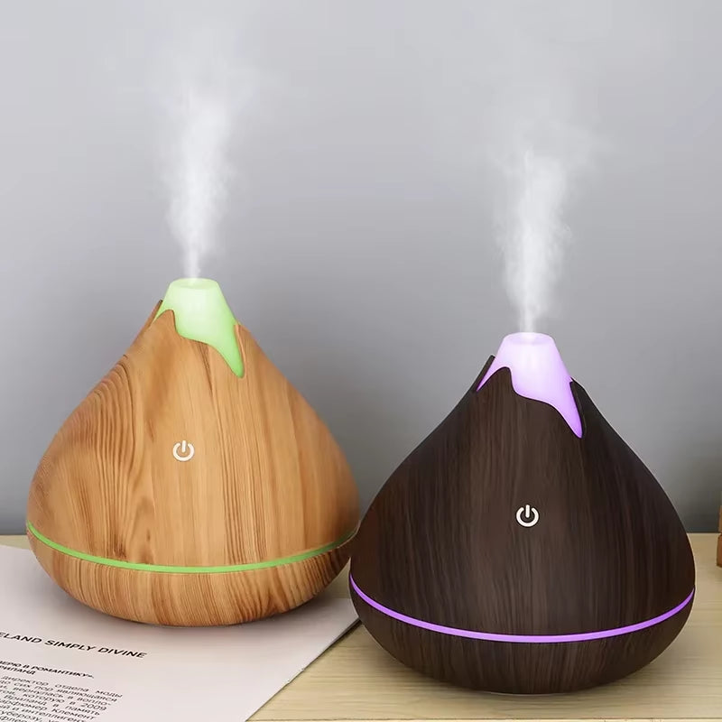 🌿 Wood Grain Ultrasonic Aroma Diffuser – Essential Oil Humidifier with Remote Control & 7-Color LED Mood Light | Cool Mist & Quiet Operation for Home, Office, or Bedroom