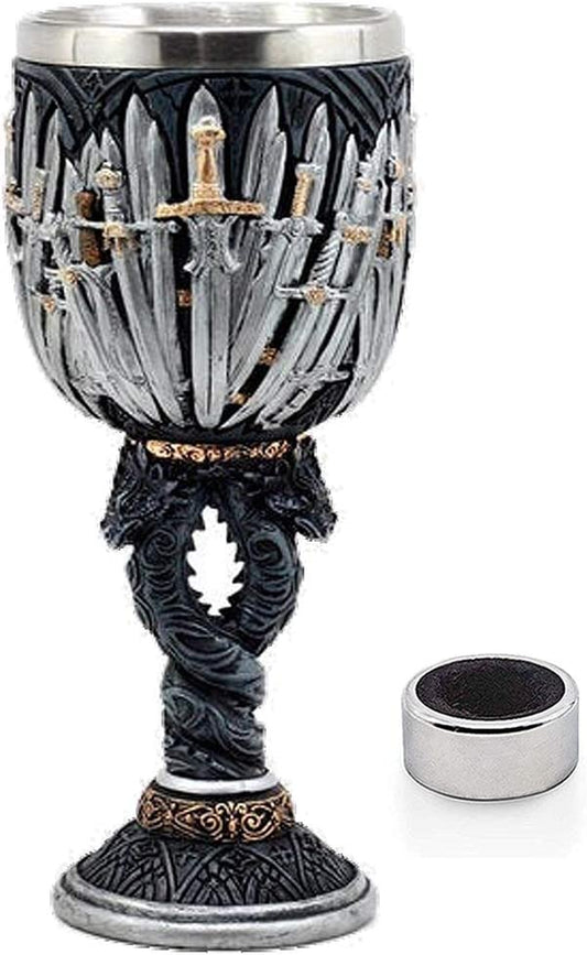 Iron Throne Chalice Goblet – Medieval Swords Cup with Wine Drip Ring | Game of Thrones, D&D, Fantasy Decor & Gift for Geeks