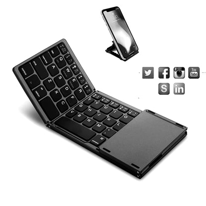 Foldable Wireless Bluetooth Keyboard with Touchpad – Ultra-Slim, Rechargeable & Travel-Ready