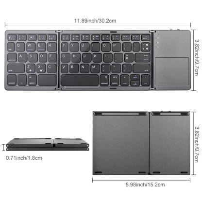 Foldable Wireless Bluetooth Keyboard with Touchpad – Ultra-Slim, Rechargeable & Travel-Ready