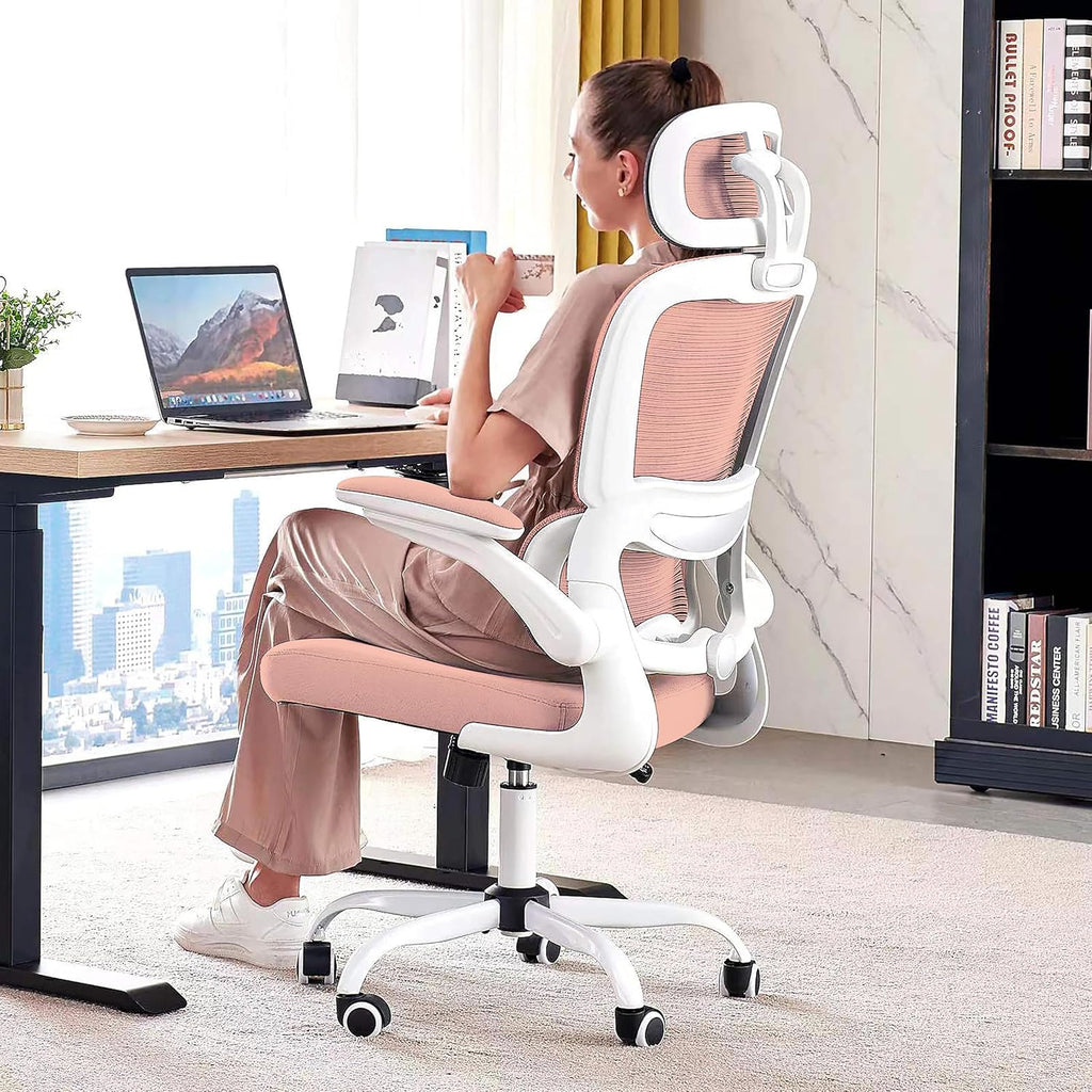 🌸Blossom Comfort: Pink Ergonomic Mesh Office Chair – High-Back Adjustable Desk & Gaming Chair (330 lbs Support) | Cherry Blossom Collection