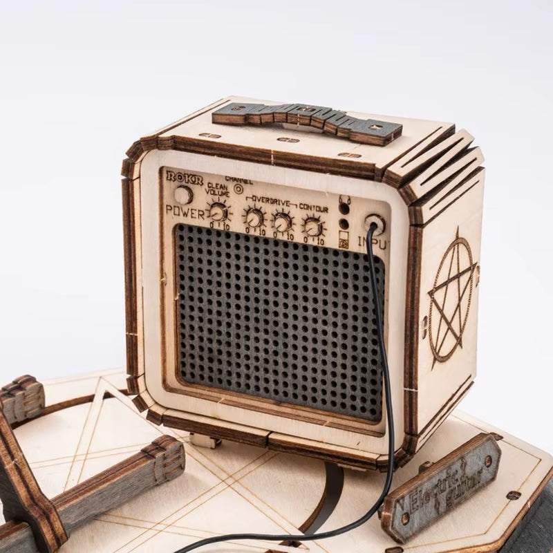 🎸 3D Wooden Electric Guitar Puzzle Kit – ROKR DIY Mini Model for Adults & Teens | Creative Desk Decor, Gift for Musicians, Geeks & Hobbyists (TG605K)