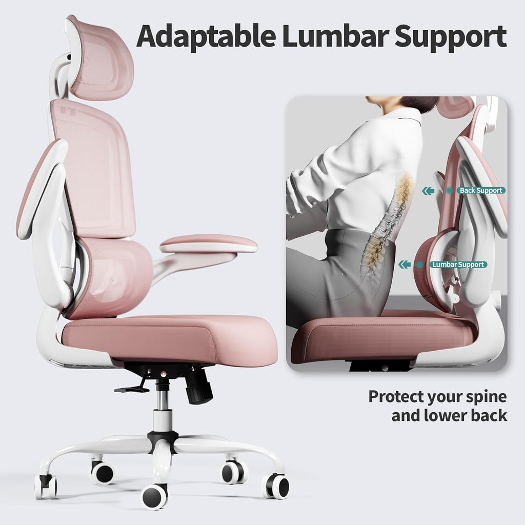 🌸Blossom Comfort: Pink Ergonomic Mesh Office Chair – High-Back Adjustable Desk & Gaming Chair (330 lbs Support) | Cherry Blossom Collection